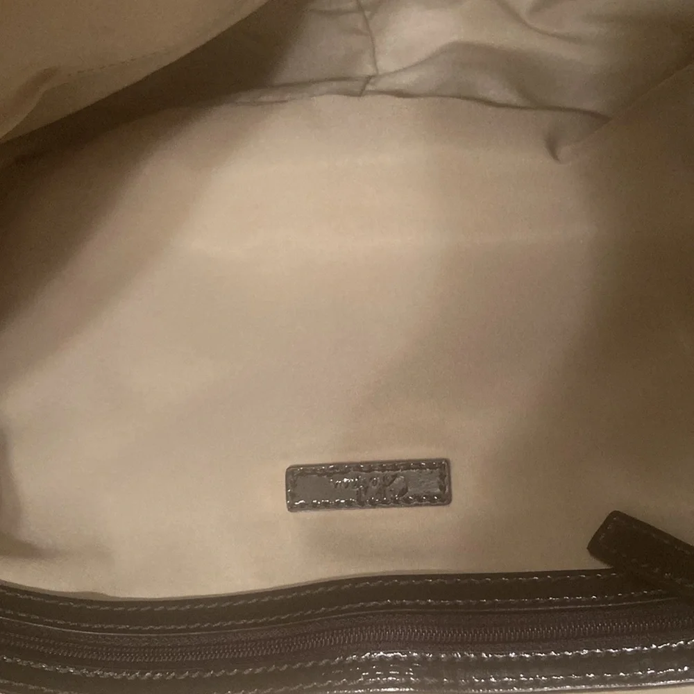 Cole Haan Brown Suede Crossbody
Messenger Bag Purse Patent
Accent Dbl Handle - Picture 8 of 9